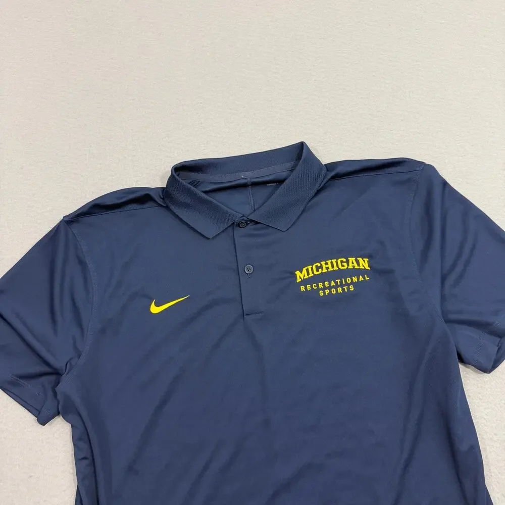 Nike Dri-FIT Michigan Recreational Sports Polo Shirt Medium Wolverines Blue NWOT